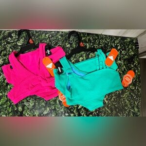 Wonderkids Pink and Green Textured Kids Swim Bikinis 2 For 1!